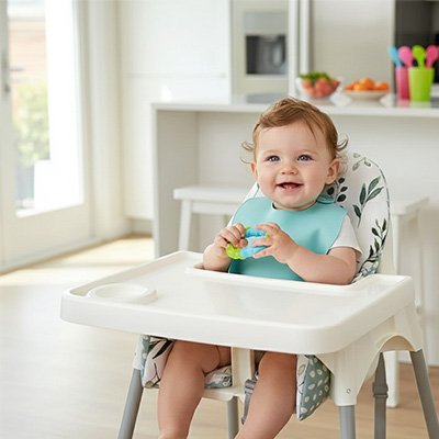 Coussin chaise haute bébé design ergonomique avec harnais sécuritaire