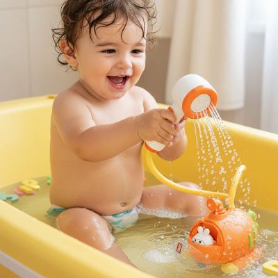 Arrosoir de bain coloré pour éveil aquatique bébé