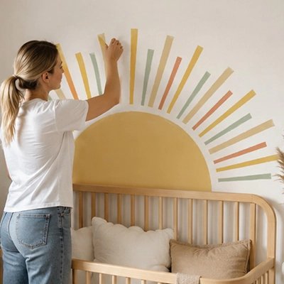 "Autocollant mural 3D boho pour chambre d’enfant"