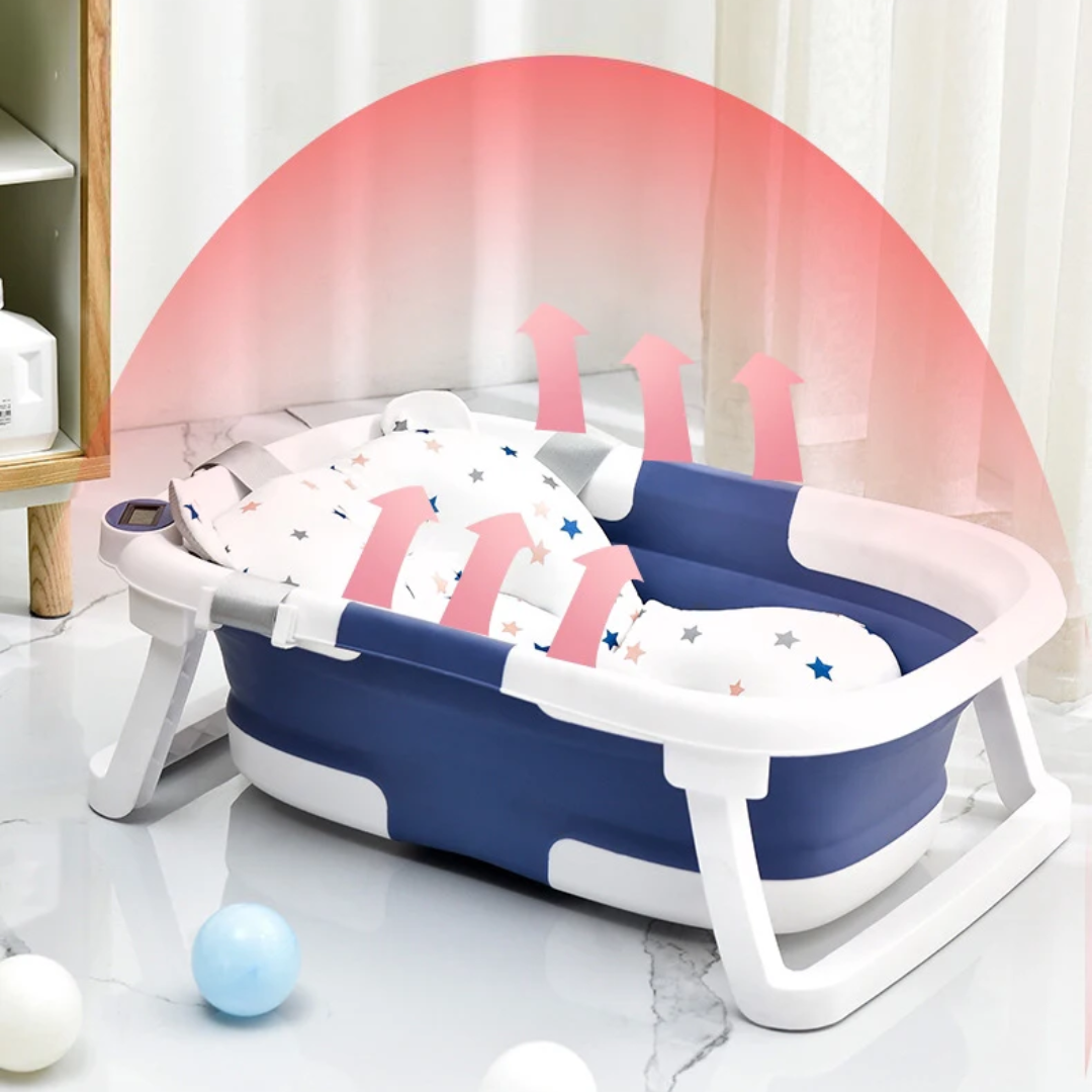 Baignoire bébé ergonomique bleue pliable pour bain sécurisé2