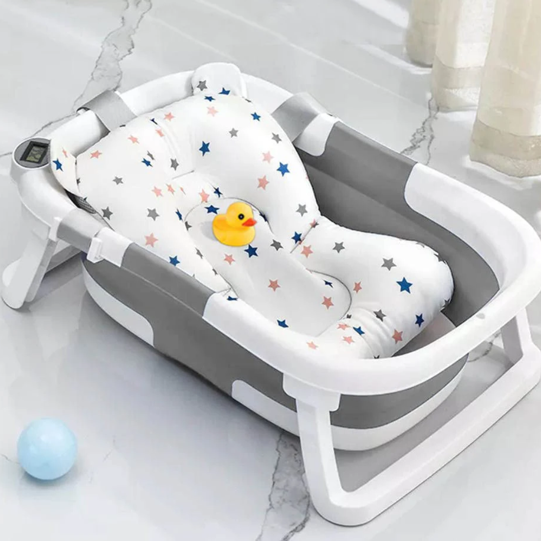 Baignoire bébé ergonomique grise compacte facile à ranger