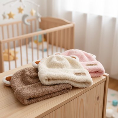 Bonnet bébé doudou hivernal doux et chaud pour nouveau-né