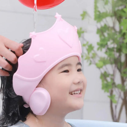 Bonnet de bain bébé rose anti-eau pour shampooing"