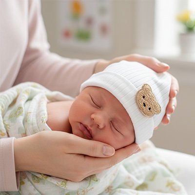 Bonnet nouveau-né en tissu doux et respirant pour bébé