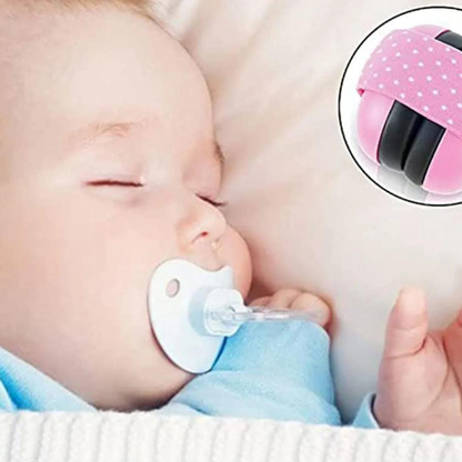 Casque anti-bruit rose pour protection auditive bébé"