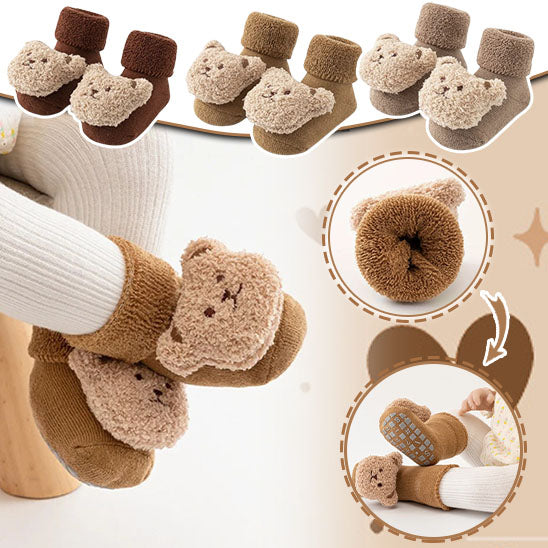Chaussettes antidérapantes bébé beige ultra-confortables 0-3 ans"