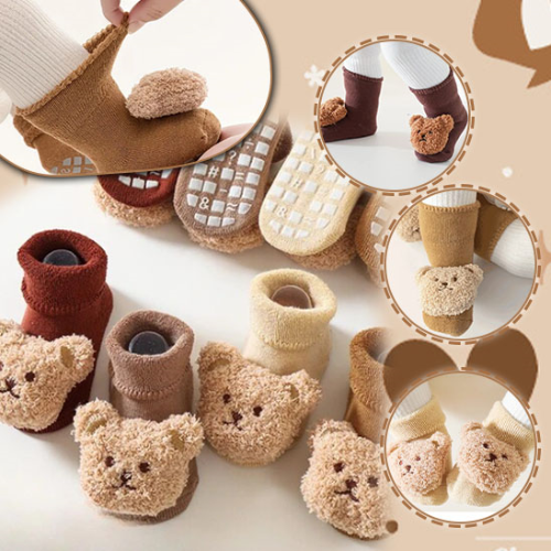 "Chaussettes antidérapantes bébé couleur caramel lot de 2