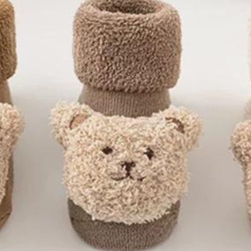 Chaussettes antidérapantes bébé kaki pour premiers pas