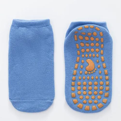 Chaussettes antidérapantes bleues bébé pour garçon sécurisées