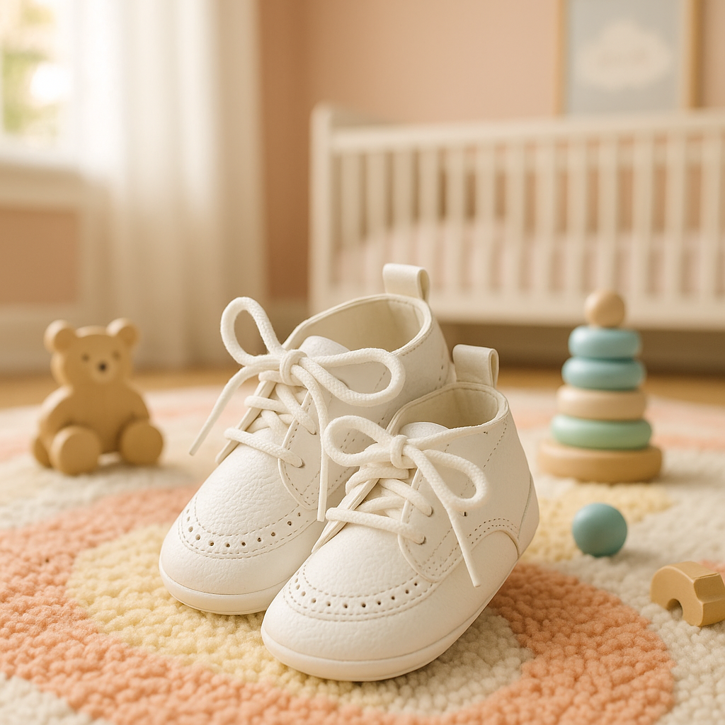 "Chaussures bébé blanches élégantes en cuir véritable"