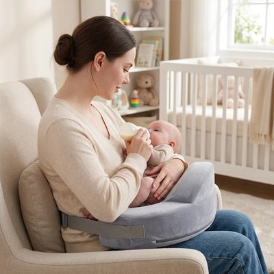 Coussin d,allaitement créant une bulle de sécurité pour bébé et maman