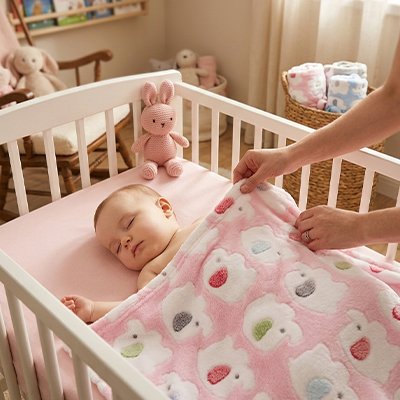 Couverture bébé en matière respirante et douce