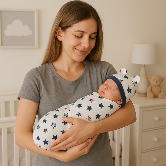 Couverture emmaillotage bébé en coton doux imprimé dessin animé"
