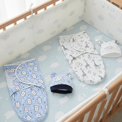 Couverture emmaillotage bébé en coton doux imprimé dessin animé adorable