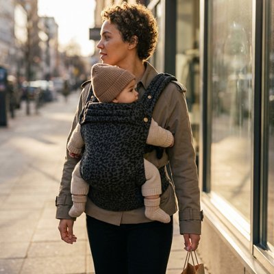 Détail bretelles et soutien lombaire porte-bébé ergonomique premium