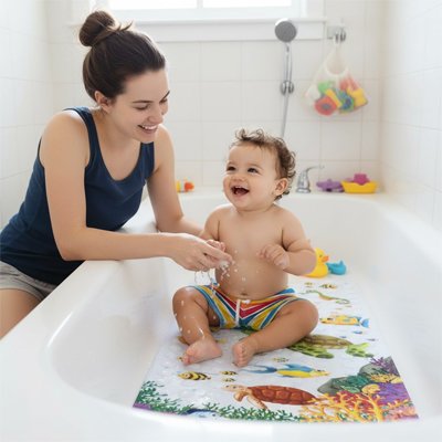 Détail des ventouses du tapis de bain bébé garantissant une adhérence optimale