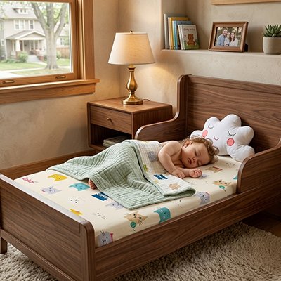 Drap housse lit bébé facile à entretenir et lavable en machine"