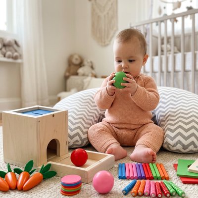 Ensemble jeu cube bois bébé 6 activités Montessori éveil