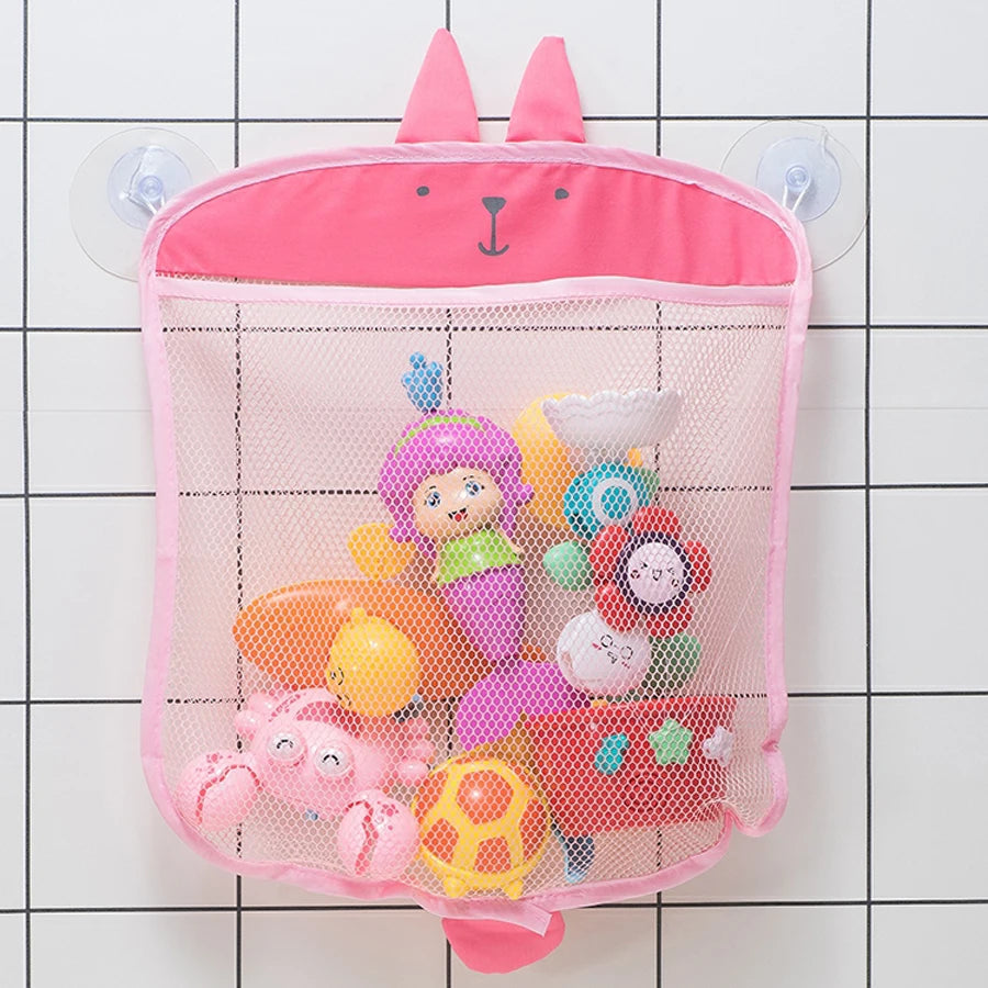 Filet rangement jouets de bain rose pour enfants"