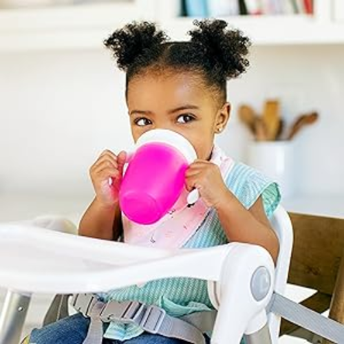 "Gobelet bébé réutilisable antifuite couleur rose