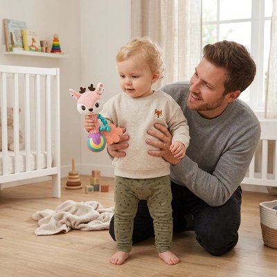 Hochet bébé shaker froissé pour éveil sensoriel"