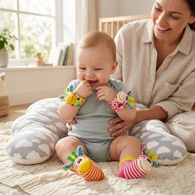 Hochet pour bébé avec animaux en peluche mignons"
