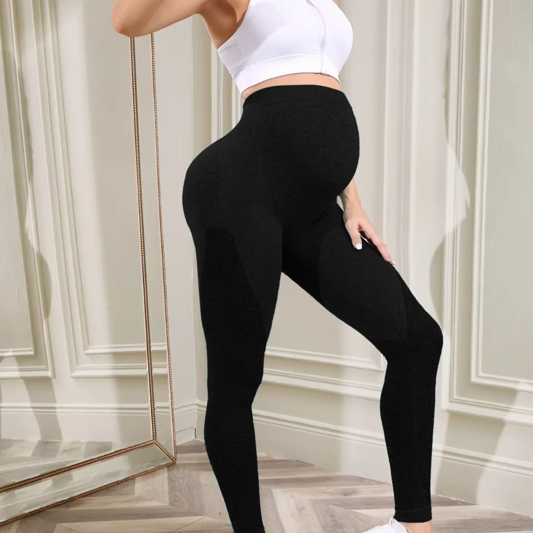 Legging maternité noir taille haute confortable