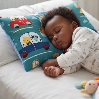 Oreiller enfant avec housse amovible lavable en machine