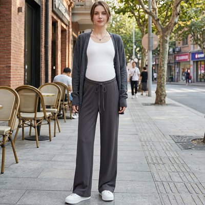 Pantalon grossesse avec taille ajustable et cordon de serrage"