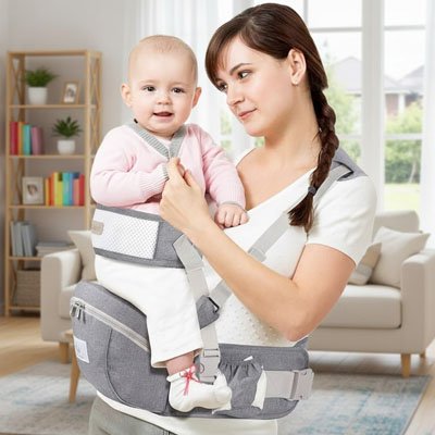 Porte-bébé ergonomique avec ceinture lombaire renforcée pour soulager le dos des parents