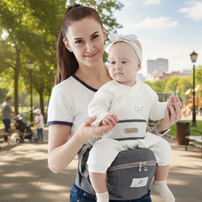 Porte-bébé ergonomique respirant avec panneaux mesh aérés pour confort optimal