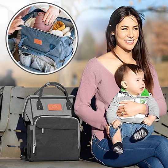 Sac à langer grande capacité avec compartiments multiples