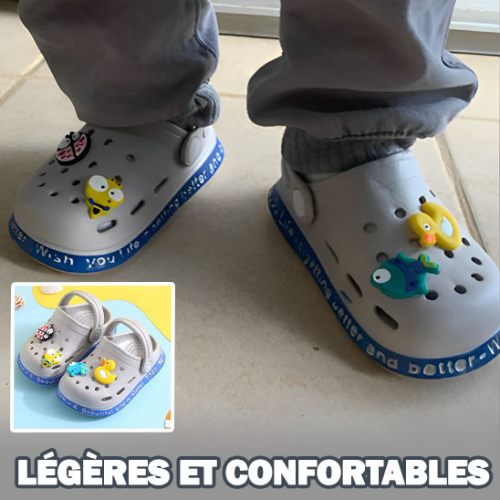 Sandales bébé grises unisexe semelle caoutchouc souple