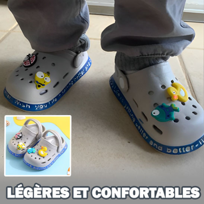 Sandales bébé grises unisexe semelle caoutchouc souple