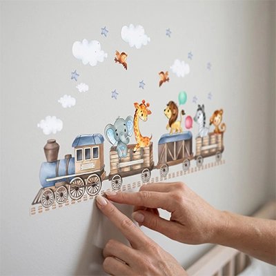 Stickers muraux animaux de bande dessinée pour chambre d’enfant"
