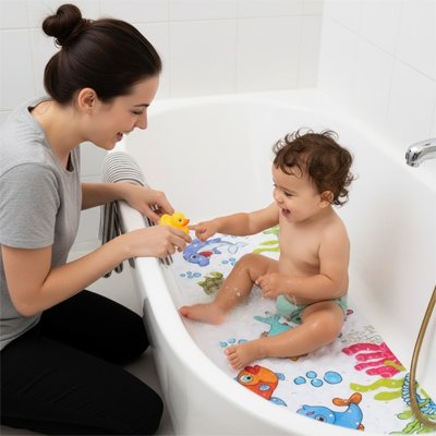 Tapis de bain antidérapant pour bébé avec ventouses de sécurité