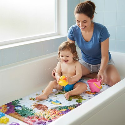 Texture antidérapante du tapis de bain pour la sécurité de bébé pendant le bain"
