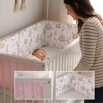 Tour de lit bébé rose tendre motifs adorables