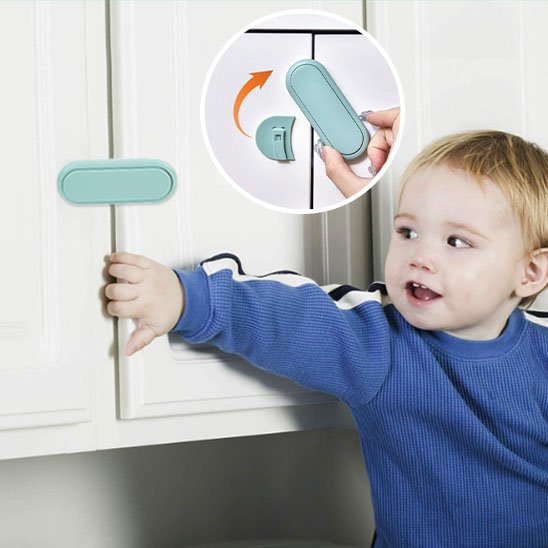 Verrou enfant ajustable et repositionnable sans traces ni résidus