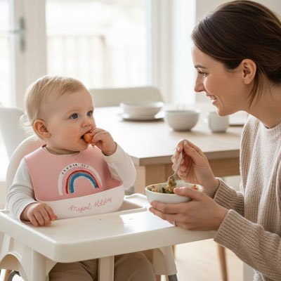 Bavoir silicone bébé mange seul