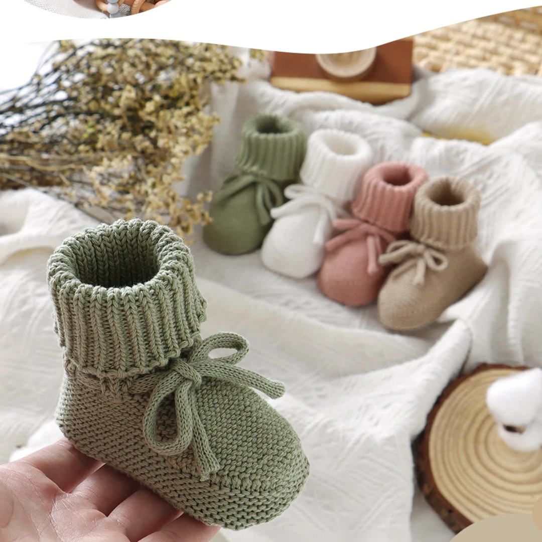 chausson-bebe-vert-tricote